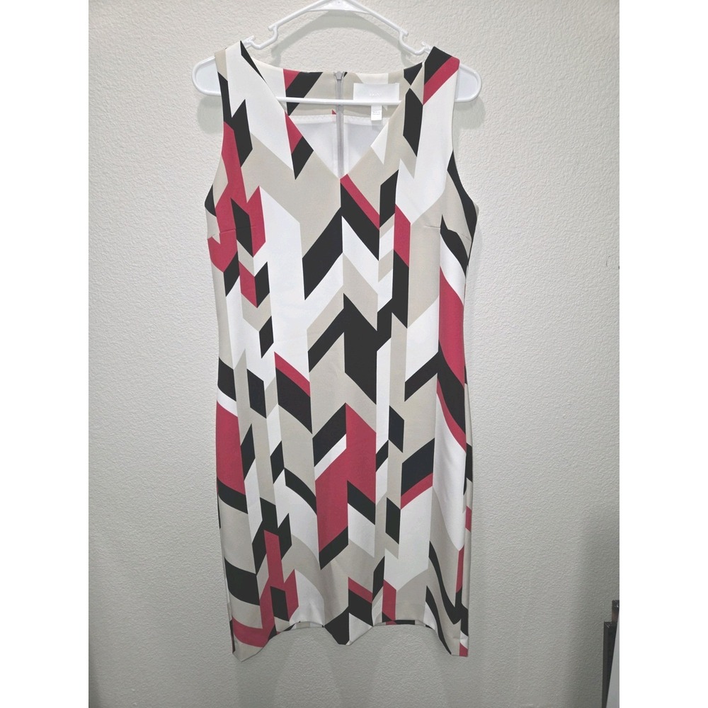 Hugo Boss Size M Women's "Dephani1" Multi-Color Sleeveless Sheath Dress NEW!